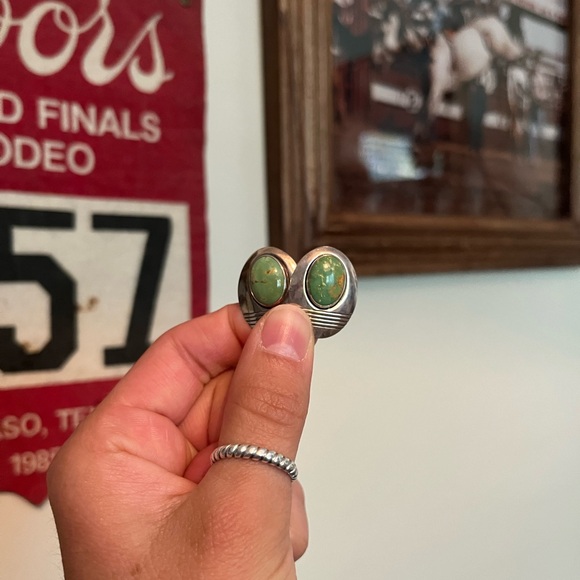 SOLD Navajo Made Turquoise Earrings - Picture 2 of 3